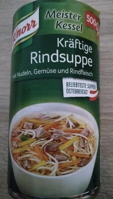 Rindsuppe, Kräftige Mit Nudeln, Gemüse Und Rindfleisch