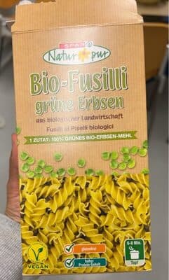 Bio fusilli grune erbsen