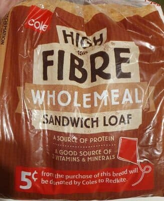 High fibre wholemeal sandwich loaf