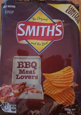 Smith's BBQ Meatlovers Pizza Flavoured Crinkle Cut Potato Chips