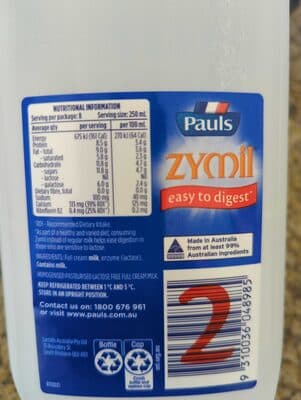 Lactose Free Full Cream Dairy Milk
