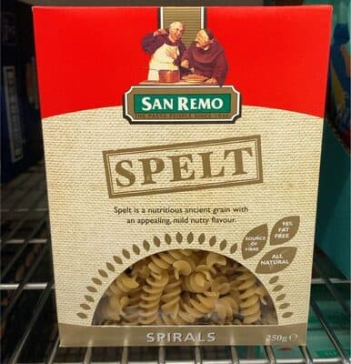 Spelt spiral pasta