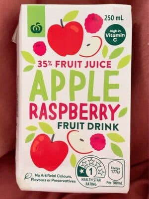 Apple and raspberry fruit drink