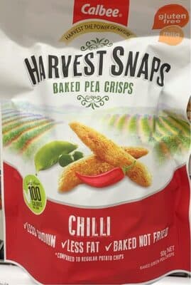Harvest snaps Baked pea crips chilli