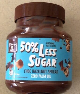 50% less sugar choc hazelnut spread