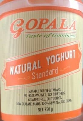 Natural yoghurt standard