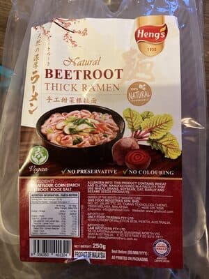natural beetroot thick ramen