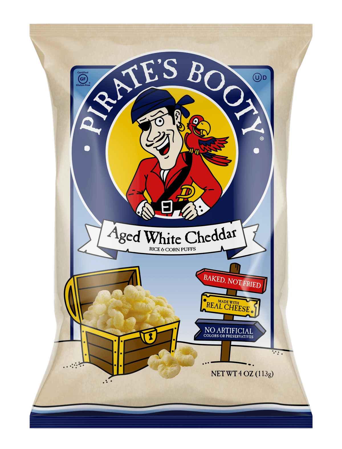 Pirate's Booty Aged White Cheddar Rice & Corn Puffs - 4oz bag