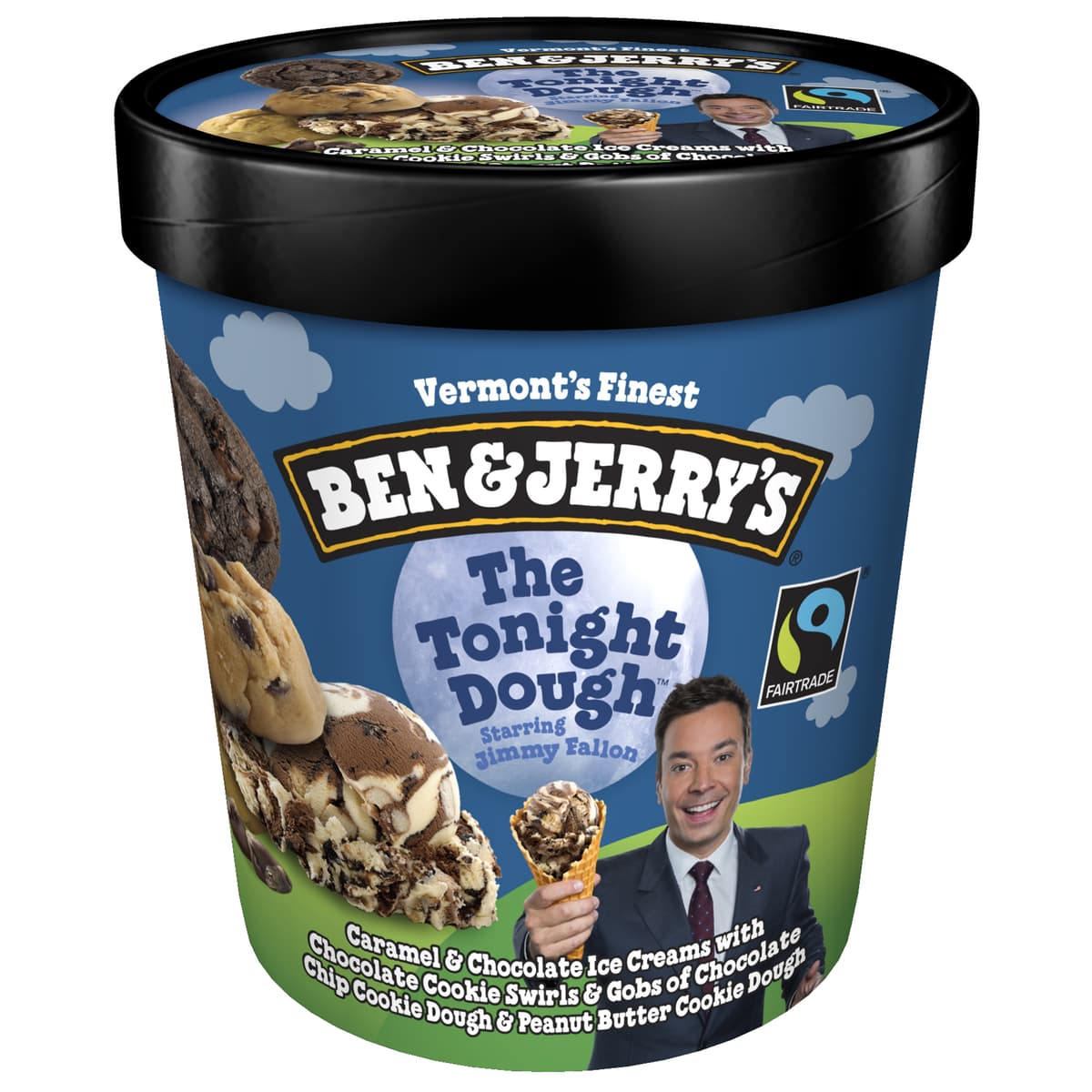 The Tonight Dough Caramel & Chocolate Ice Creams With Chocolate Cookie Swirls & Gobs Of Chocolate Chip Cookie Dough & Peanut Butter Cookie Dough