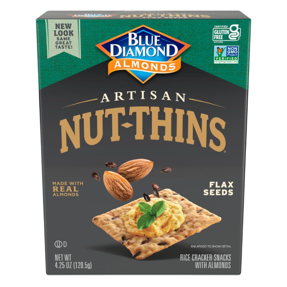Flax Seeds Artisan Rice Cracker Snacks with Almonds