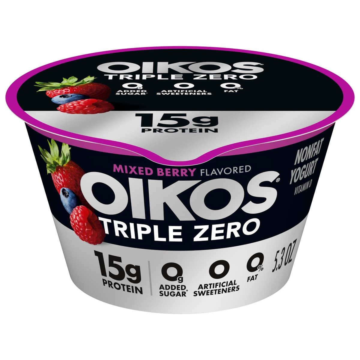 Mixed Berry Flavor Triple Zero Blended Greek Nonfat Yogurt
