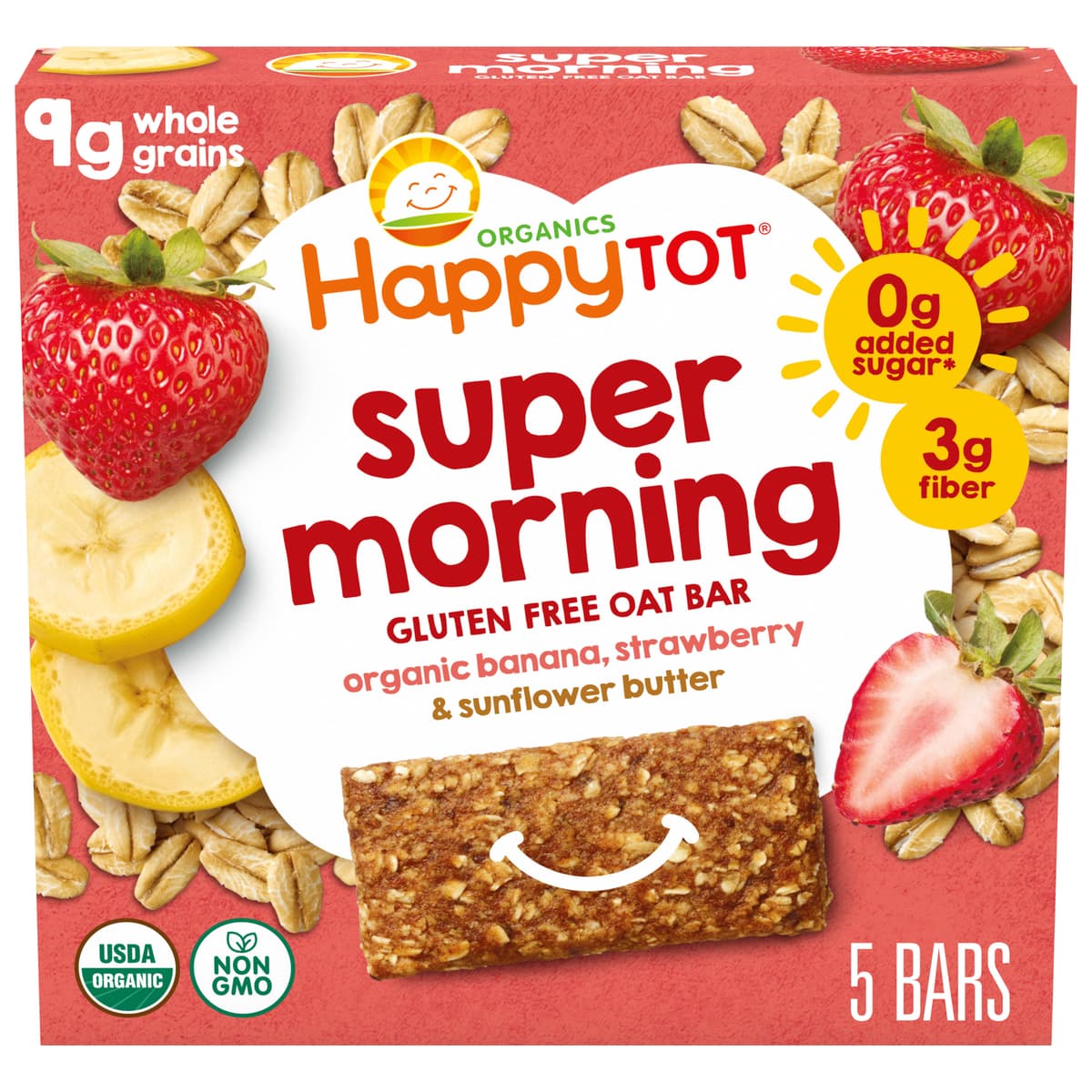 Happytot Superfoods Tots & Tykes Bananas, Strawberries & Sunflower Butter Oat Bar