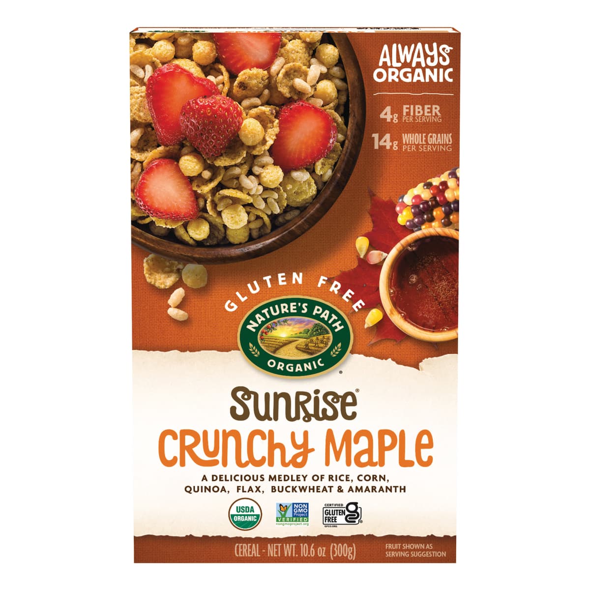 Crunchy Maple Organic A Delicious Medley Of Corn, Rice, Quinoa, Flax, Buckwheat & Amaranth Cereal