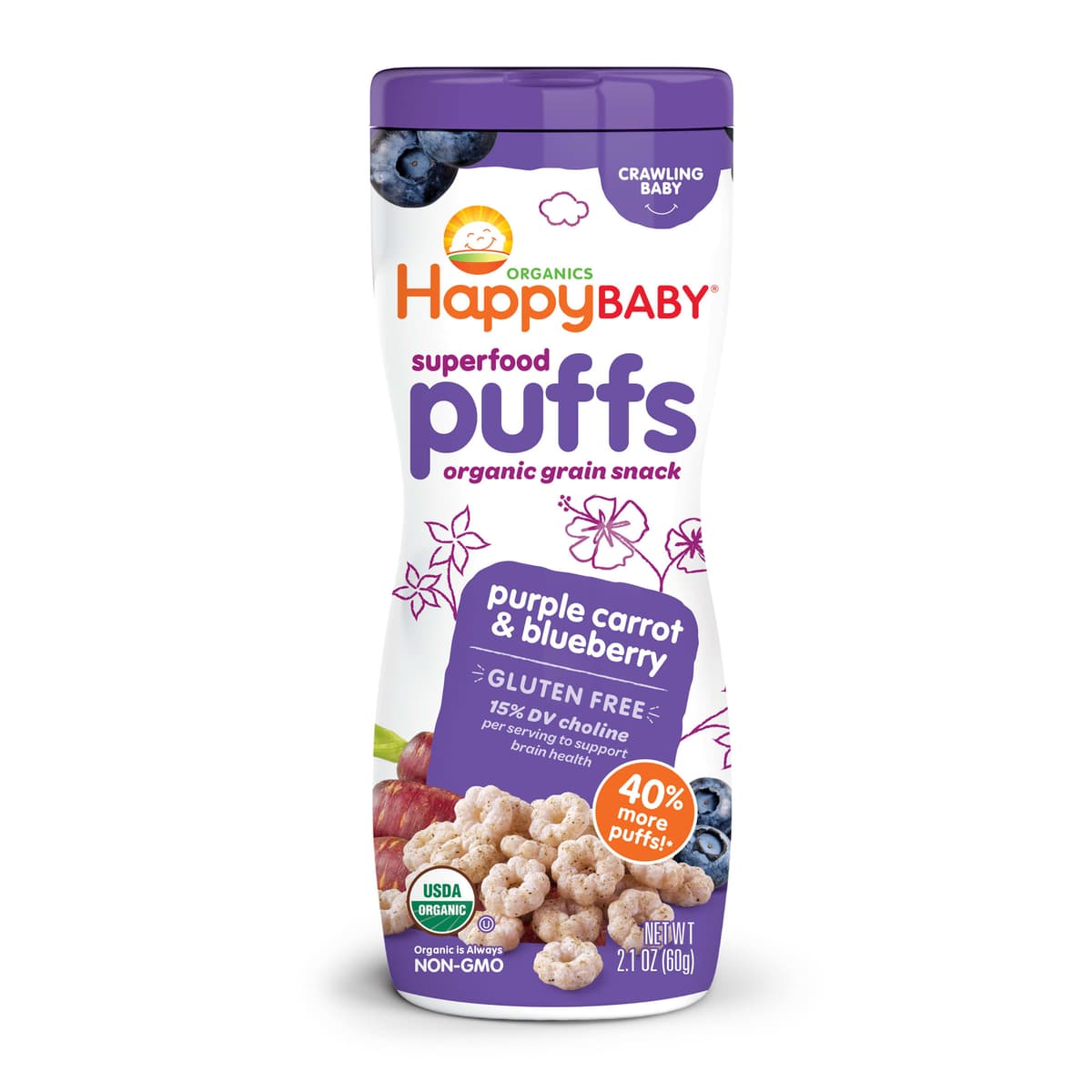 Happybaby Organics Crawling Baby Purple Carrot & Blueberry Superfood Puffs