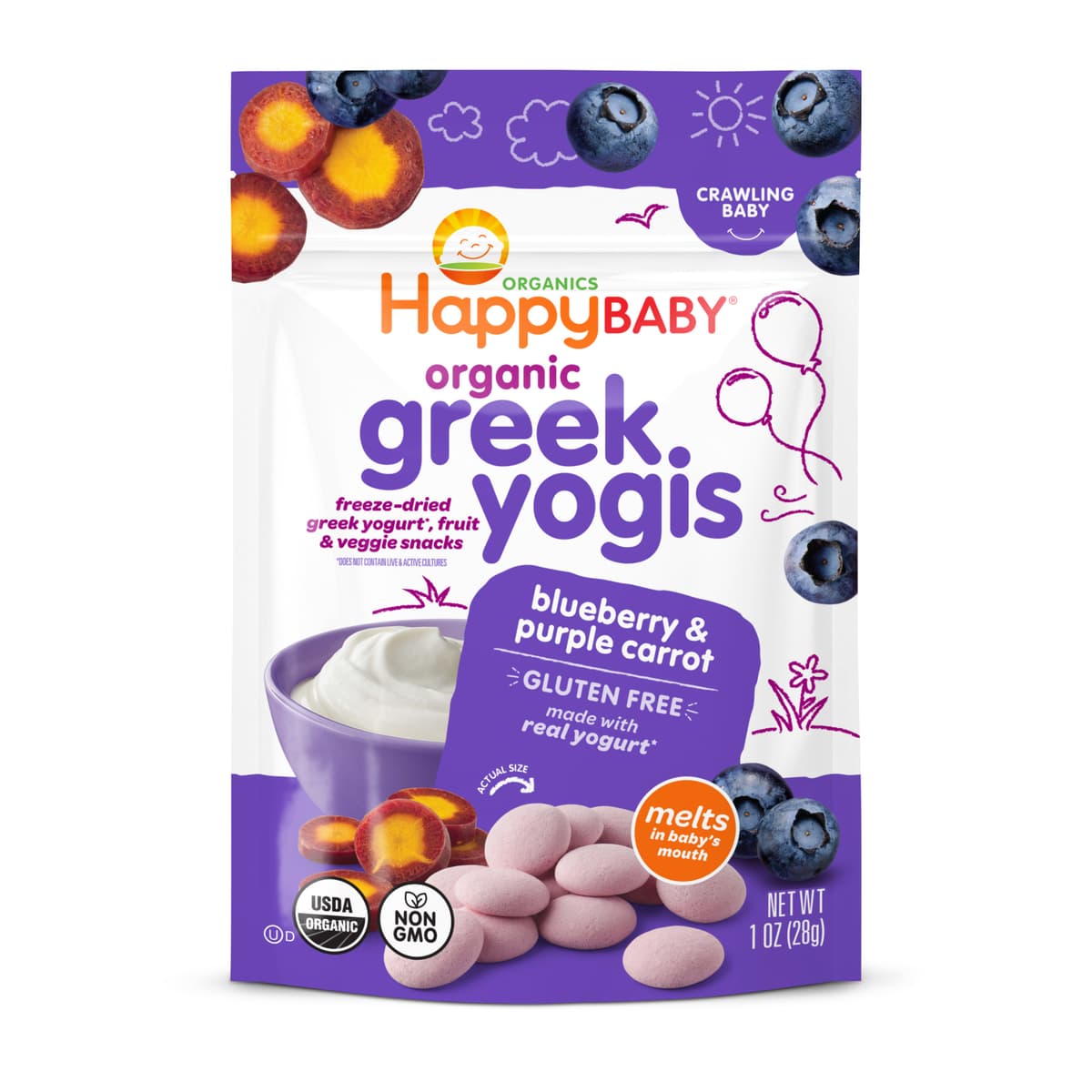 Happybaby Organics Crawling Baby Blueberry & Purple Carrot Greek Yogis