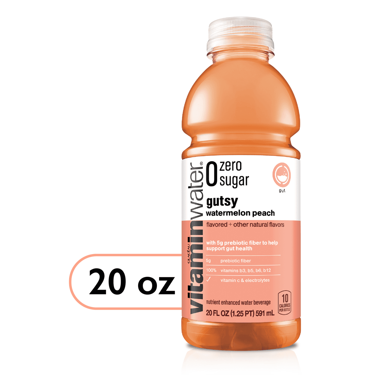 Vitaminwater Zero Sugar Gutsy Watermelon Peach Water Beverage