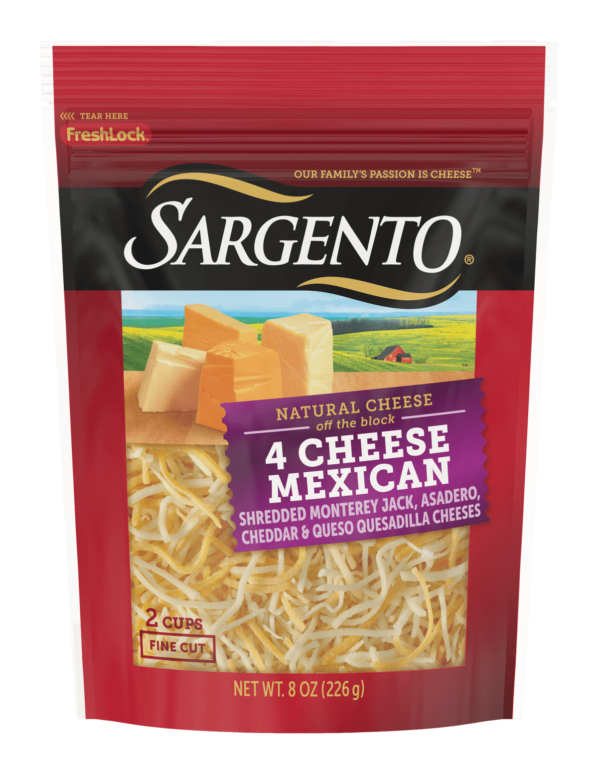 4 Cheese Mexican Monterey Jack, Asadero, Cheddar & Quesadilla Fine Cut Shredded Natural Cheeses