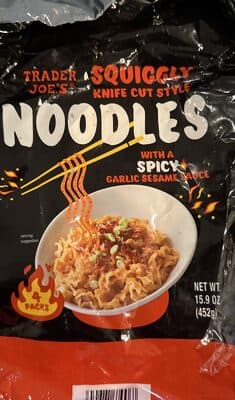 Squiggly Knife Cut Style Noodles with a Spicy Garlic Sesame Sauce
