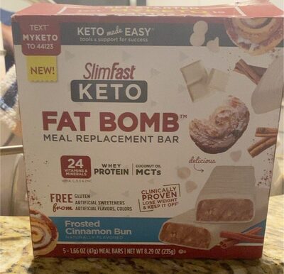 Frosted Cinnamon Bun Flavored Keto Fat Bomb Meal Replacement Bars