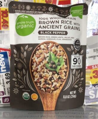 Hundred percent whole grain brown rice with ancient grains