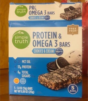 Cookies & Cream Protein & Omega 3 Bars
