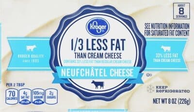 Kroger 33% Less Fat Neufchatel Cream Cheese