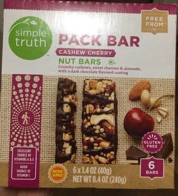 Cashew Cherry Crunchy Cashews, Sweet Cherries & Almonds, With A Dark Chocolate Flavored Coating Pack Nut Bars