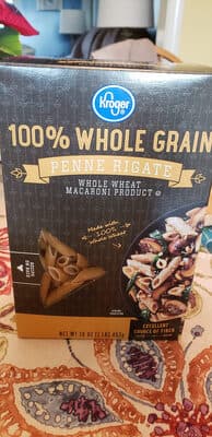 100% WHOLE GRAIN WHEAT MACARONI PRODUCT, PENNE RIGATE