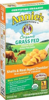 Organic Grass Fed Macaroni & Cheese, Shells & Real Aged Cheddar