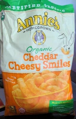 Annie's Organic Cheddar Cheesy Smiles, Baked Puffed Corn