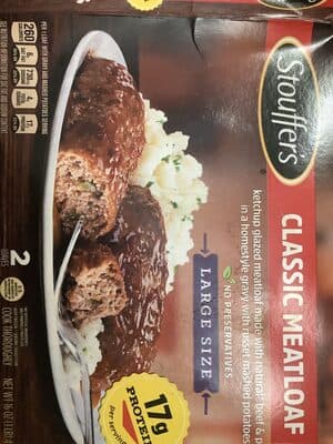 Ketchup-Glazed Meatloaf Made with Natural Beef & Pork in a Homestyle Gravy with Russet Mashed Potatoes
