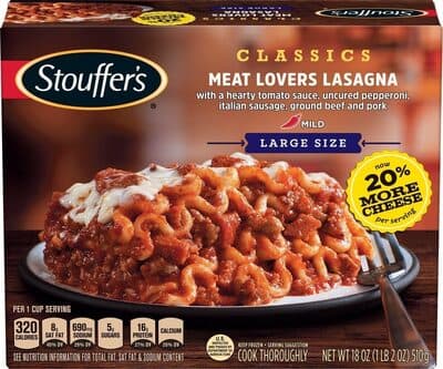 Mild Meat Lovers Lasagna With A Hearty Tomato Sauce, Pepperoni, Italian Sausage, Ground Beef And Pork