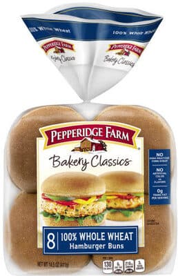 100% Whole Wheat Hamburger Buns