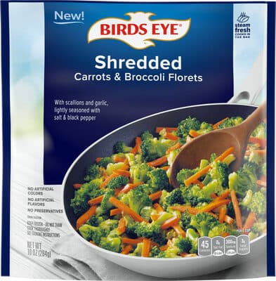 Carrots & Broccoli Florets with Scallions and Garlic, Lightly Seasoned with Salt & Black Pepper Shredded Veggies