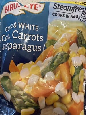 Gold & White Corn, Carrots & Asparagus