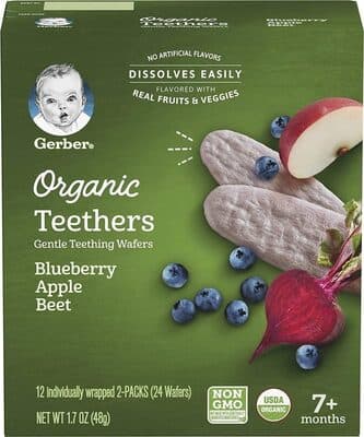 Gerber organic teething wafers blueberry apple beet
