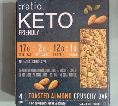 Ratio Keto Friendly Toasted Almond Crunchy Bar