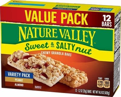 Sweet & salty nut granola bars variety of peanut and almond