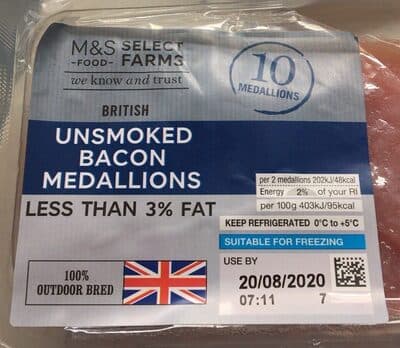 Unsmoked Bacon Medallions
