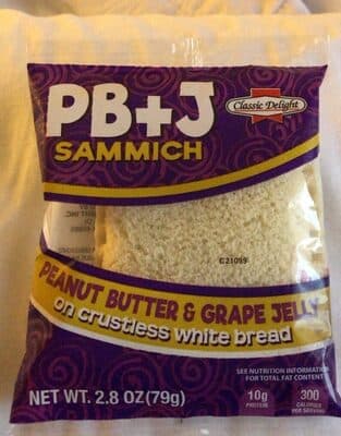 Peanut Butter & Grape Jelly on Crustless White Bread Sammich