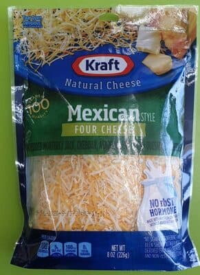 Mexican Style Four Cheese Monterey Jack, Cheddar, Asadero, and Quesadilla Shredded Natural Cheeses