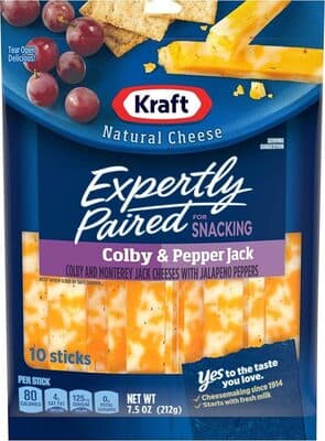 Colby & Pepper Jack Cheeses with Jalapeno Peppers Natural Cheese Sticks