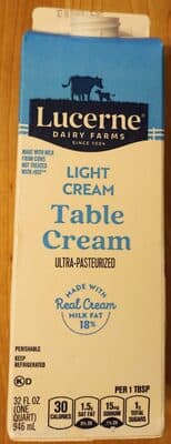 Lucerne Dairy Farms, Ultra-Pasteurized Light Table Cream