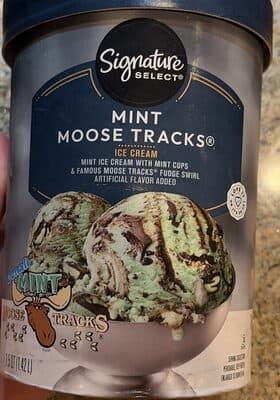 Mint Moose Tracks Flavor Mint Ice Cream With Creme De Mint Cups & Famous Moose Tracks Fudge Swirl