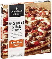 Rich Traditional Tomato Sauce Topped With Mozzarella Cheese, Spicy Italian Sausage And Diced Tomatoes Ultra Thin Crust Pizza