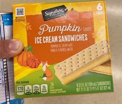 Pumpkin Flavored Ice Cream With Vanilla Flavored Wafers Seasons Ice Cream Sandwiches