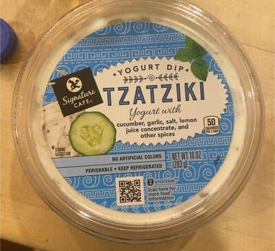 Yogurt Dip With Cucumber, Garlic, Salt, Lemon Juice Concentrate, And Other Spices