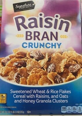 Raisin Bran Crunchy Sweetened Wheat & Rice Flakes Cereal with Raisins, Oats and Honey Granola Clusters