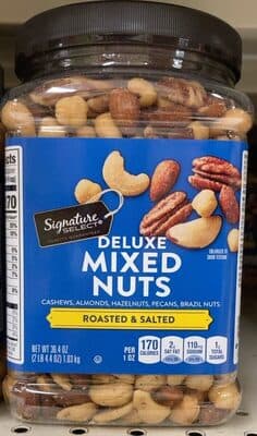 Roasted & Salted Cashews, Almonds, Pecans, Brazil Nuts, Hazelnuts Deluxe Mixed Nuts