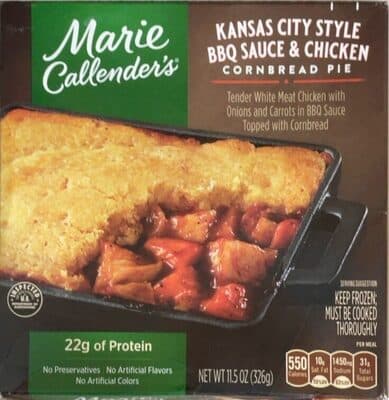 Kansas City Style BBQ Sauce & Chicken Cornbread Pie Tender White Meat Chicken With Onions And Carrots In BBQ Sauce Topped With Cornbread